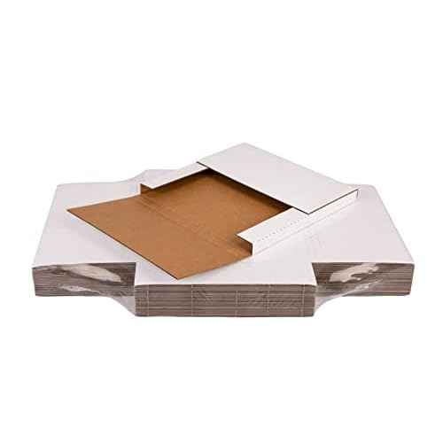 White 12" Vinyl Record Shipping Boxes, 12.8"L x 12.8"W x 1"H Corrugated Cardboard LP Album Mailers Boxes with Fragile Stickers, 25 Pack