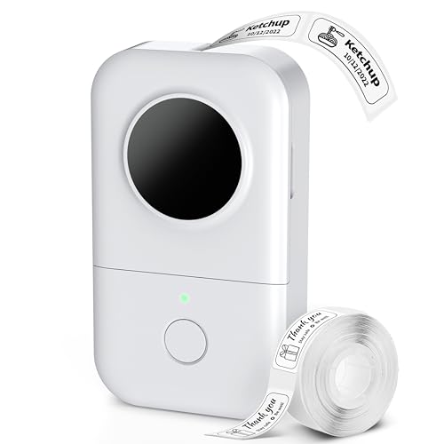 Phomemo D30 Mini Bluetooth Label Maker with White Tape Portable Printer