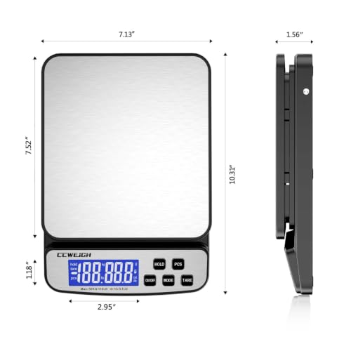 Digital Postal Shipping Scale 110 lbs with Hold & Tare - Stainless Steel Platform
