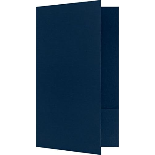 LUXPaper 9" x 14.5" Presentation Folders | Legal Size | Two Pocket | Nautical Blue Linen | 100lb. Cover | 25 Qty