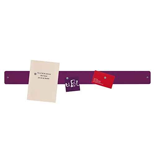 Three by Three Seattle 28 x 2.5 Inch Metal Strip Frameless Magnetic Bulletin Board (3 Pack) with 36 Magnets for Memos, Photos, Lists, and More in Office, Home, or School D?cor (Plum)