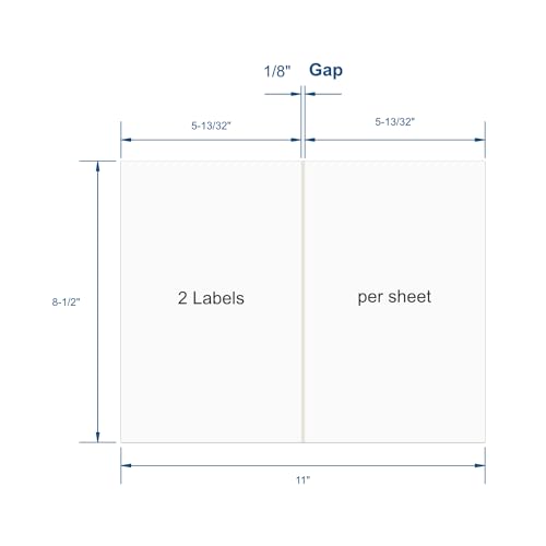 Shipping Labels with Self Adhesive, Square Corner, for Laser & Inkjet Printers, 8.5 x 5.5 Inches, White, Pack of 500 Labels