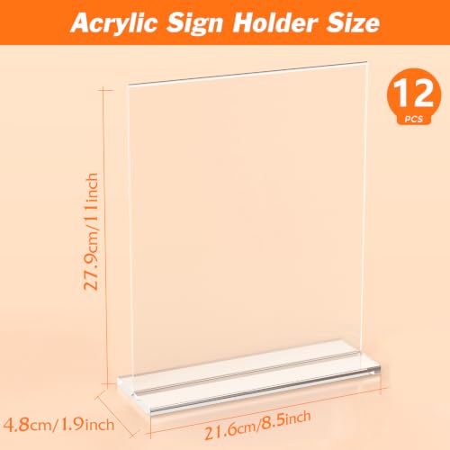 12 Pack Acrylic Sign Holders 8.5 x 11 Inches Vertical Flyer Display Stands
