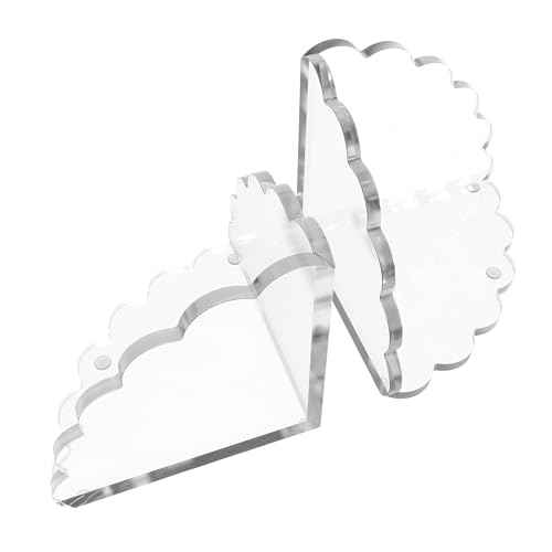 Scalloped Acrylic Bookends (Clear) ? Set of 2 Decorative Non-Slip Book Holders | Modern Minimalist Bookends for Shelves, Office, and Home D?cor ? Durable Transparent Book Supports
