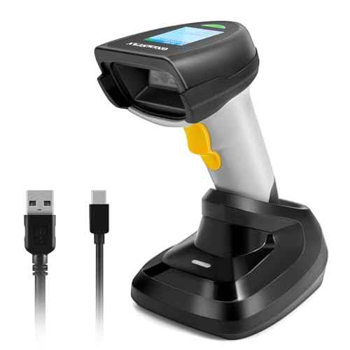 Barcode Scanner Wireless, QR Code Scanner Handheld Bar Code Scanners with Base 2 in 1 USB Wired Connection & 2.4G Wireless 1D&2D&PDF417 Data Matrix Automatic Barcode Reader