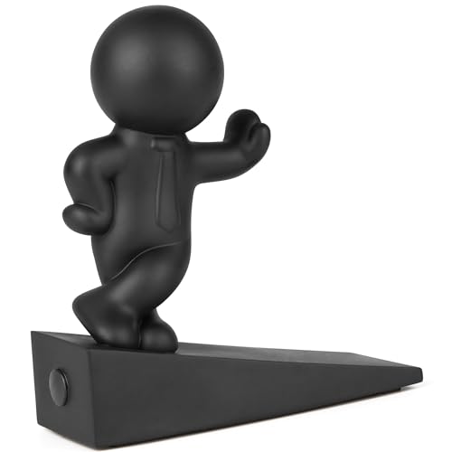 Omoojee Cute Black Door Stop | Decorative, Non-Slip Wedge, 5.12" H 4.61" L (1 Pack)