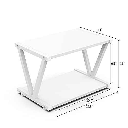 VEDECASA Retro Desktop Printer Stand 2 Double Tiers Wood Printer Shelf Rustic Industrial Farmhouse Wood Storage Book Shelf Organizor for Home Office Stylish Sturdy V Shaped (Dark Grey)