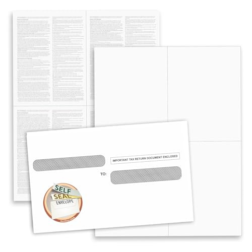 NextDayLabels - W-2 4-Up Employee Tax Forms, Instructions on Back" for 2025, for Laser/Inkjet Printer. Compatible with QuickBooks and Accounting Software (Pack of 100 Sheets & Self Seal Envelopes)