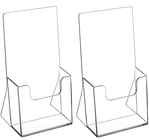 MaxGear 4x8 Inch Acrylic Brochure Holder - Square Corner, 2 Pack, Countertop Display