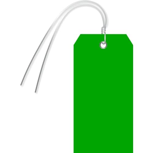 SmartSign Pack of 100 Green Plastic Tags with Wires, 4.75 x 2.375 inch, Metal Eyelet, 10 mil Tear-Proof Polylith Plastic Size-5, Writable