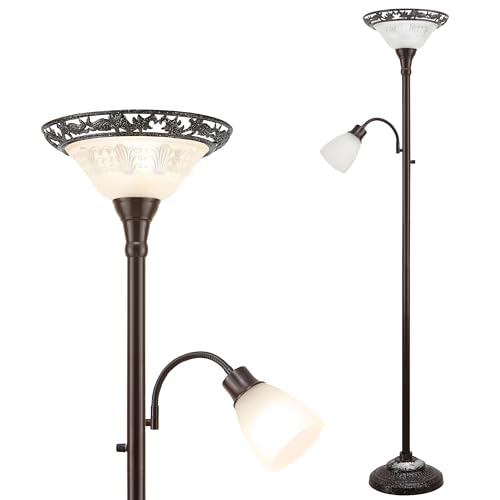 Luvkczc 70" Floor Lamp for Living Room, Bedroom, Office - 2 Head Standing Lamp with Metal Pole & Heavy Base - Vintage Tall Corner Reading Light - No Bulbs Included
