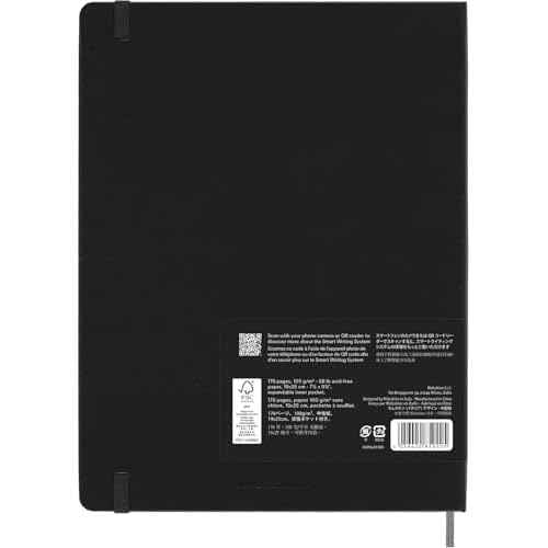 Moleskine Smart Notebook, Smart Writing System, Digital Notepad with Hard Cover, Ruled Pages and Elastic Closure, Size Extra Large 19 x 25 cm, Colour Black