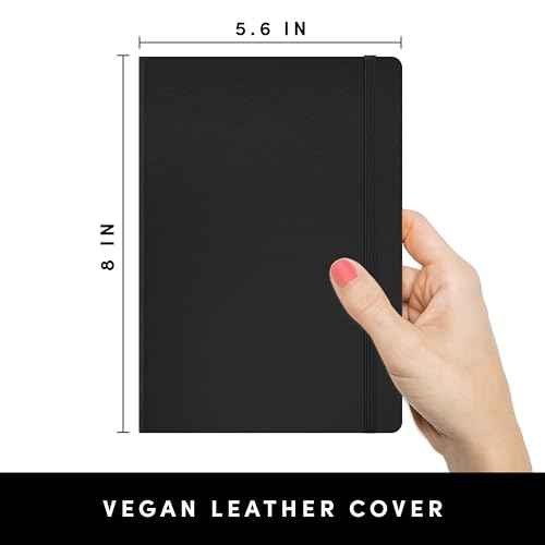PAPERAGE Lined Journal Notebook, (Black), 160 Pages, Medium 5.6 in x 8 in - 100 GSM Thick Paper ? Hardcover Journaling Notebook for Work, School & Note Taking