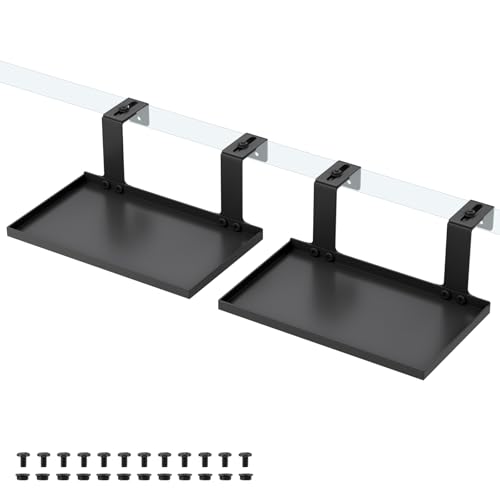 Adjustable Metal Cubicle Shelf with Hooks for Office Storage, Black