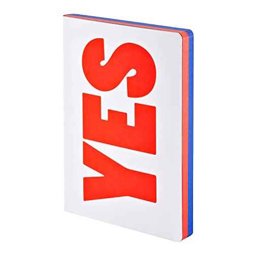 Nuuna Graphic L Yes-No Smooth Bonded Leather Notebook - Red, Blue/White