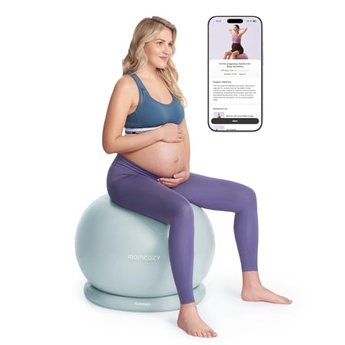 Momcozy Glacier Blue Pregnancy Yoga Ball Set with App Courses & Foot Pump