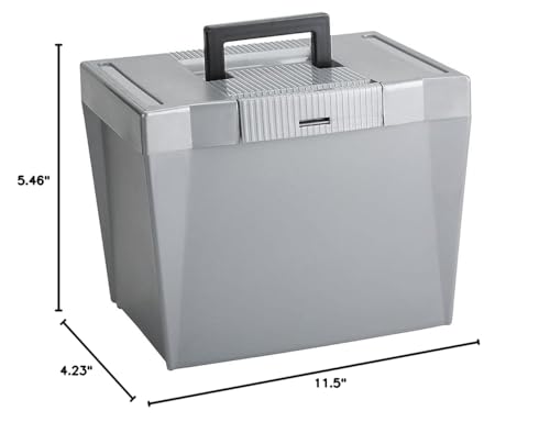 Pendaflex 20862 Portable Letter Size Hanging File Box, 13-7/8w x 10-3/4d x 10-1/4, Steel Gray