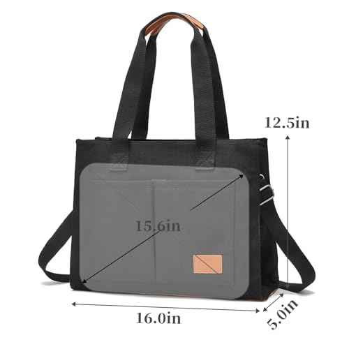 Barsine Laptop Tote Bag for Women - Large Work Bag with Multiple Pockets & Compartment, Cute Canvas Purse with Shoulder Strap