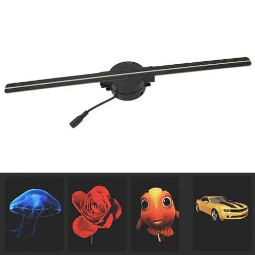 3D Hologram Fan,2000x224 Resolution Projector,LED Beads,HD Display,Custom Video Editing,Remote Control, for Business, Store, Party (US Plug)