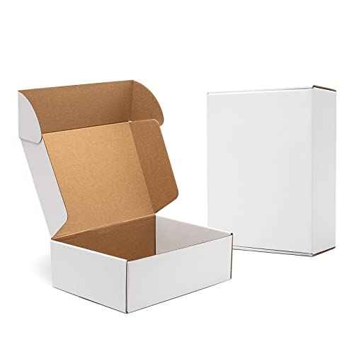 White Shipping Boxes 12x9x4" 20 Pack- Corrugated Cardboard Mailing Box for Small Business, Tab Locking Literature Mailer Packaging Supplies for Packing Gifts Craft