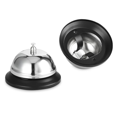 Stainless Steel Desk Call Bell 3.3 Inch Diameter for Hotels & Offices - 2 Pack