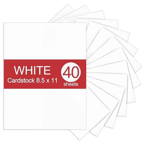 White Cardstock 8.5 x 11, 40 Sheets Card Stock, 75 LB/200 GSM Thick Copy Paper, Cardstock Printer Paper for School & Office Supplies, Art, Watercolo, Craft, Drawing, Invitations, Menus, DIY Cards
