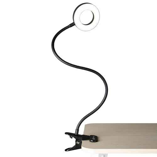 OttLite Capture Clip-On LED Desk Lamp and Ring Light for Desk, Use for Reading, Selfie, for Computer, ClearSun LED Technology, Dimmable with 3 Color Modes