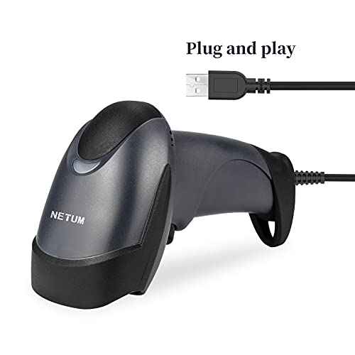 NETUM USB Barcode Scanner with Stand Wired Handheld Bar Code Reader 1D CCD Scanner Gun for Supermarket, Convenience Store, Warehouse -M3S