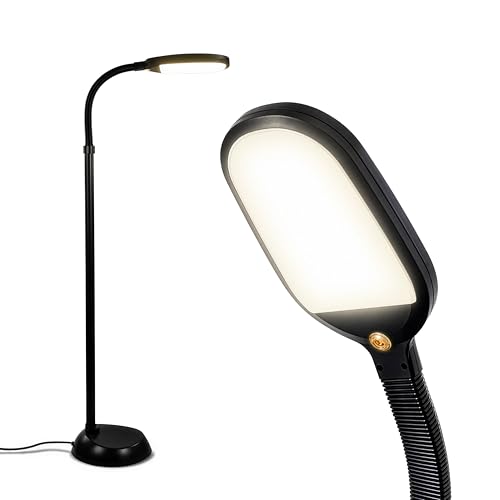 Brightech Litespan LED Floor Reading Lamp - Black, Adjustable Gooseneck