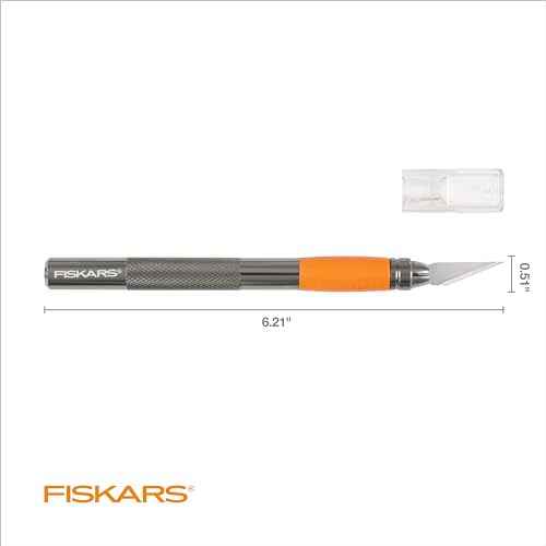 Fiskars Detail Craft Knife, Cool Gifts for Brother, Included with Protective Cover, 8", Exacto Knife for Crafting, Orange
