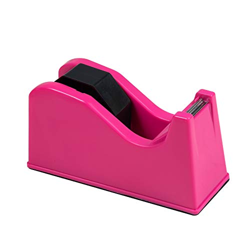 Ihomecooker Rose Red Desktop Tape Dispenser, 1" & 3" Core, Weighted Nonskid