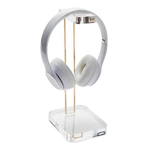 russell+hazel Acrylic Headphones Stand, Headset Holder, Office Accessories, Clear Acrylic with Gold Hardware, 4¡± x 5¡± x 10.5¡± (93922)