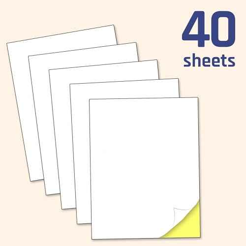 40 Sheets - Sticker Paper for Printer, Printable White Labels for Inkjet and Laser Printing - 8.5" x 11"