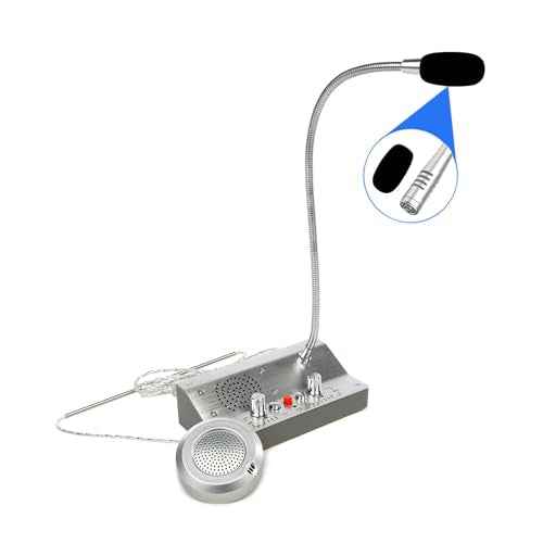 Window Intercom Window Speaker Two Way Intercom Speaker with Mute Function Ticket Counter Interphone for Bank Office Restaurant Hospital Clinic Silver