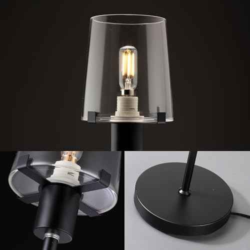 O'Bright Elegante - Dimmable LED Floor Lamp with Clear Glass Shade, Touch-Controlled Lighting, 66.5-Inch, Perfect for Dinning, Living Room and Bedroom, Black