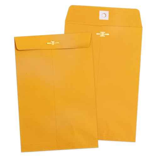 6x9 Clasp Envelopes - 100 Pack, Goefun Yellow Manilla Envelopes 6x9, 100GSM Heavy Kraft Paper, for Business, Legal, Office