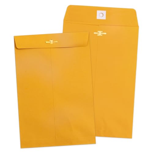 Goefun Brown 6x9 Clasp Envelopes 100 Pack - Reusable Kraft Mailers for Office & Crafts