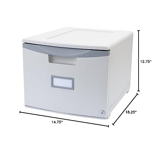 Storex Plastic One-Drawer File Cabinet ? Locking Document Organizer for Home and Office, Gray, 1-Pack (61251B01C)