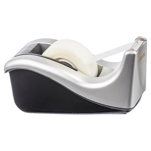Scotch Desktop Tape Dispenser Silver/Black Two-Tone 1 Pack (C60-ST)