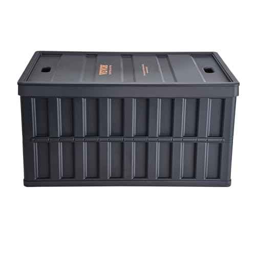 VEVOR 65L Collapsible Storage Bins with Lids 3 Packs, Stackable Utility Crates with Handles, Large Folding Containers for Organizing Tools, Books, Food, Drinks, Camping&Transport