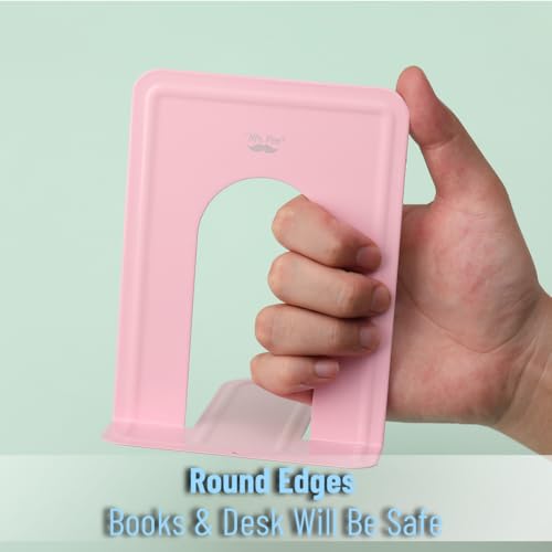 Mr. Pen Book Ends Light Pink 4 Pack - Heavy Duty Metal Organizer