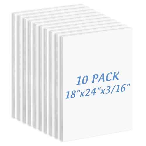 Golden State Art, 10 Pack White Foam Board 18X24 Inch, 3/16'' Thick, Acid Free Foma Core Poster Board for Mounting, Crafts, Art, Presentation