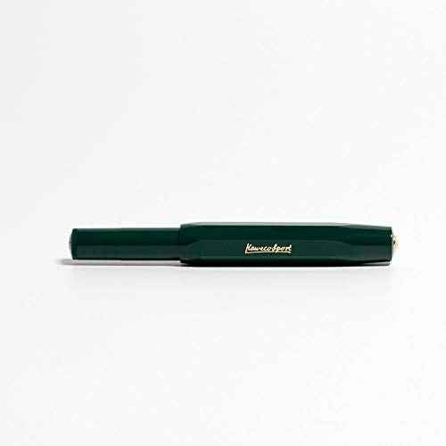 Kaweco Sport Classic Fountain Pen Green, Fine Nib Sport Octagonal Clip Gold