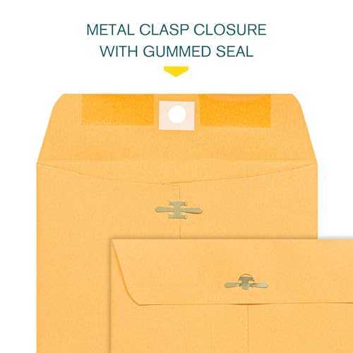 EnDoc 6x9 Brown Kraft Clasp Envelopes - Heavyweight 28lb Catalog Mailers, Pack of 15