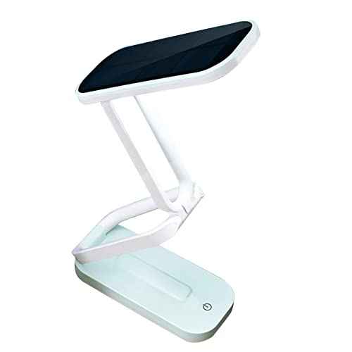 keeda Solar Foldable Desk Lamp, Portable Dimmable LED Reading Lamp with Solar & USB Charging Port for Student Bedside Night Light Cordless Table lamp for Office, Bedroom, Travel, Emergency (Blue)