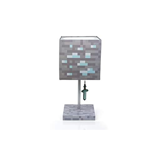 Minecraft Diamond Ore Block LED Lamp w/ 3D Diamond Sword Puller | 14-Inch Lamp