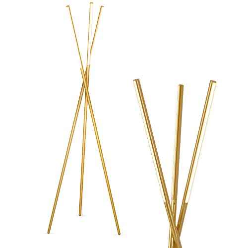 Brightech Stix LED Tripod Floor Lamp for Living Room - Dimmable Modern Standing Lamp, with 3 Lights for Bedroom - Contemporary Office Lighting- Gold / Antique Brass
