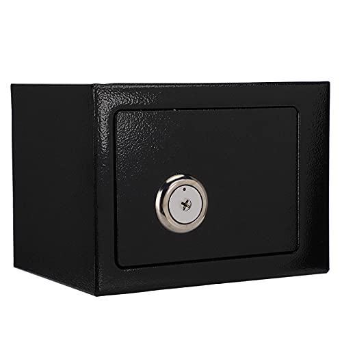 Steel Safe Box with Key Lock, Anti-Theft Security Storage for Cash, Jewelry, Documents, Home & Office Use, Includes 2 Keys & Screws