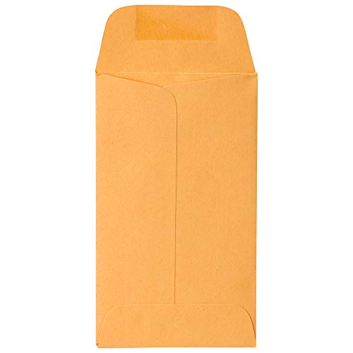 JAM Paper #3 Coin Business Envelopes - Brown Kraft Manila, 2.5 x 4.25 inches, 50 Pack