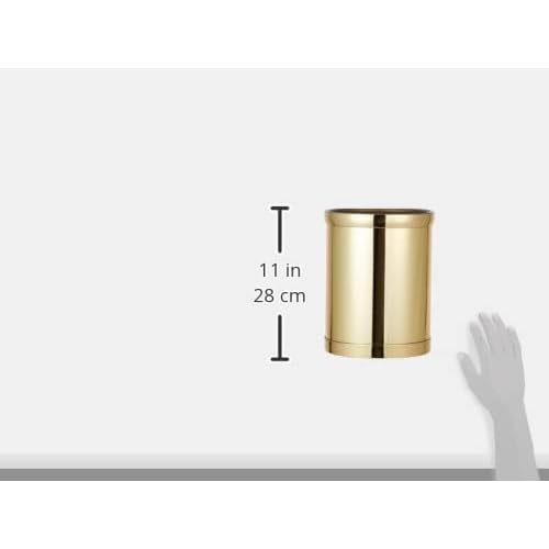 Kraftware Mylar Round Waste Basket, 11", Polished Brass Color